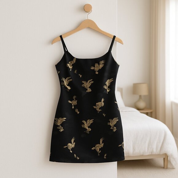 Maggie London Cocktail Party Dress Sz 12 Rayon Silk Holiday Feminine Embroidered - Picture 1 of 8